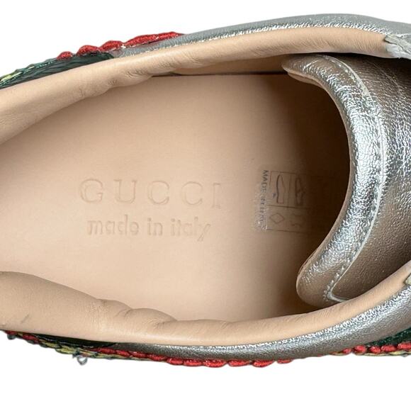 Gucci Ace Sneakers Silver Dragon Leather Size 7 Men / 8.5 Women Unisex Italy main image 9